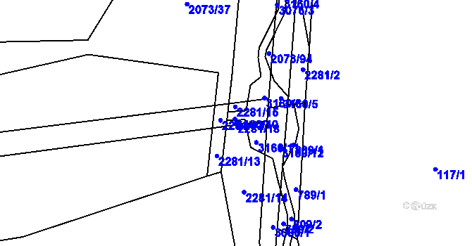 Parcela st. 2281/18 v KÚ Otročín, Katastrální mapa
