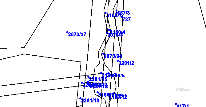 Parcela st. 2073/94 v KÚ Otročín, Katastrální mapa