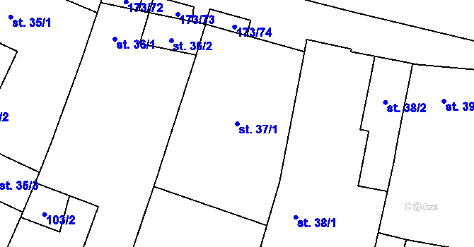 Parcela st. 37/1 v KÚ Otročín, Katastrální mapa