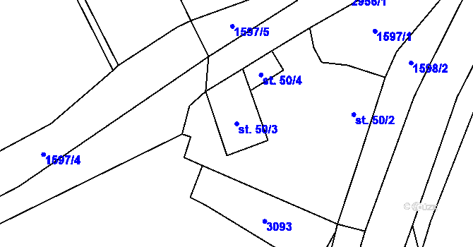 Parcela st. 50/3 v KÚ Otročín, Katastrální mapa