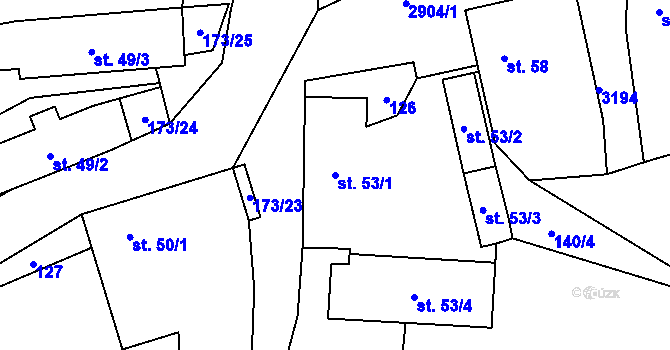 Parcela st. 53/1 v KÚ Otročín, Katastrální mapa