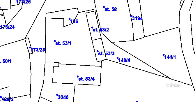 Parcela st. 53/3 v KÚ Otročín, Katastrální mapa