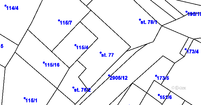 Parcela st. 77 v KÚ Otročín, Katastrální mapa