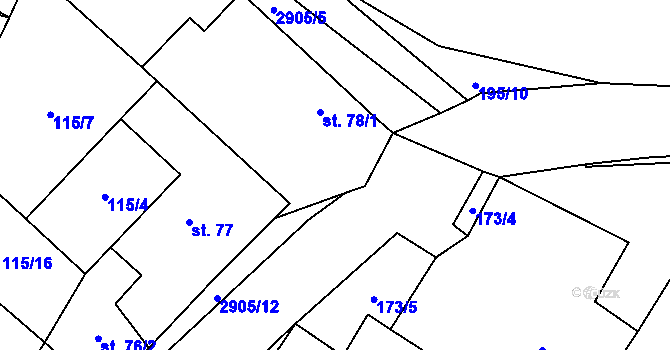 Parcela st. 78/2 v KÚ Otročín, Katastrální mapa