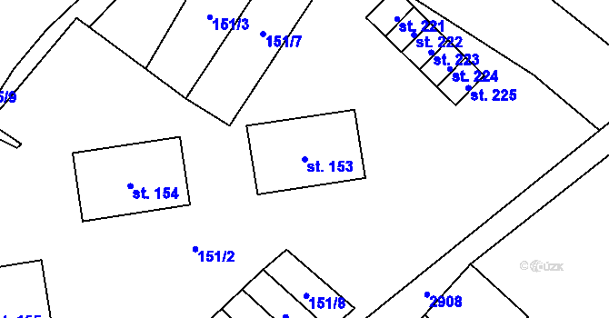 Parcela st. 153 v KÚ Otročín, Katastrální mapa