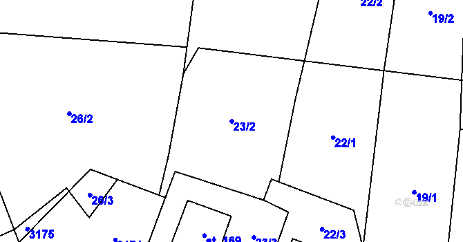 Parcela st. 23/2 v KÚ Otročín, Katastrální mapa