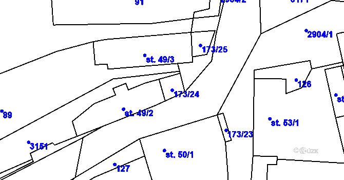Parcela st. 173/24 v KÚ Otročín, Katastrální mapa