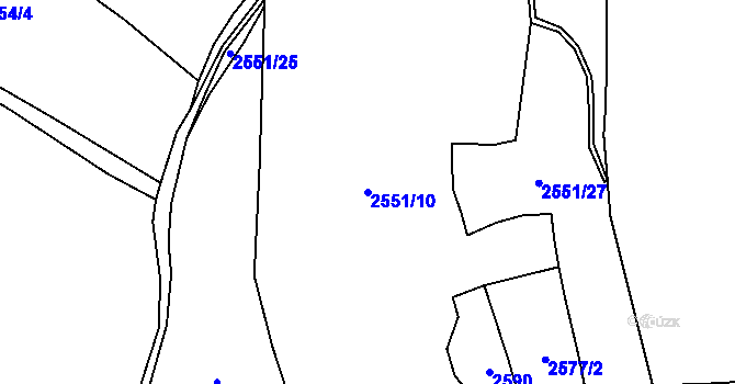 Parcela st. 2551/10 v KÚ Otročín, Katastrální mapa