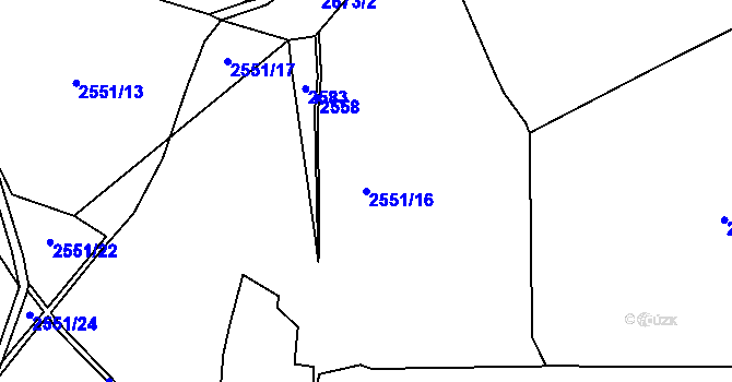 Parcela st. 2551/16 v KÚ Otročín, Katastrální mapa
