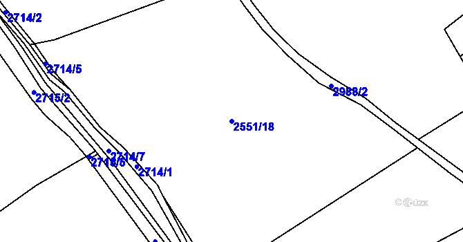 Parcela st. 2551/18 v KÚ Otročín, Katastrální mapa