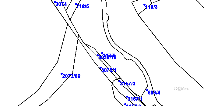 Parcela st. 117/6 v KÚ Poseč, Katastrální mapa