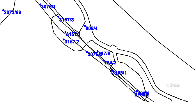 Parcela st. 117/8 v KÚ Poseč, Katastrální mapa