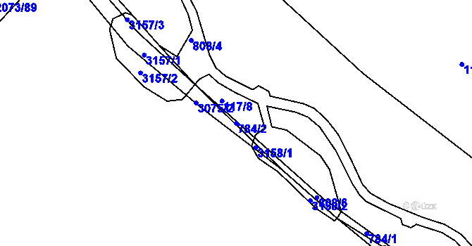 Parcela st. 784/2 v KÚ Poseč, Katastrální mapa