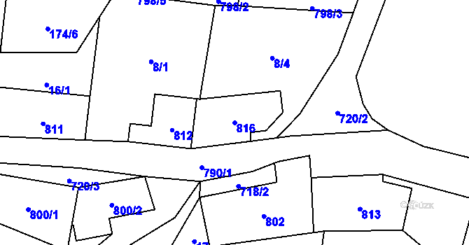 Parcela st. 816 v KÚ Poseč, Katastrální mapa