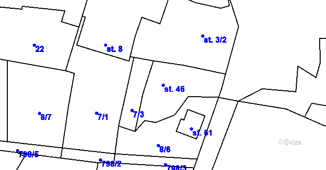 Parcela st. 46 v KÚ Poseč, Katastrální mapa