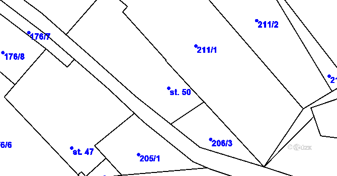 Parcela st. 50 v KÚ Poseč, Katastrální mapa