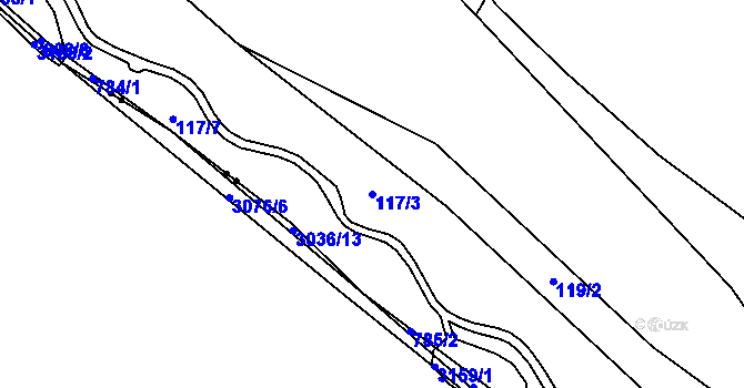 Parcela st. 117/3 v KÚ Poseč, Katastrální mapa