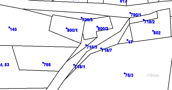 Parcela st. 718/3 v KÚ Poseč, Katastrální mapa