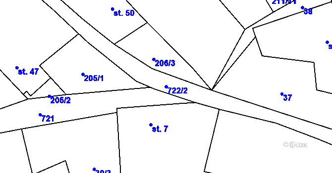 Parcela st. 722/2 v KÚ Poseč, Katastrální mapa