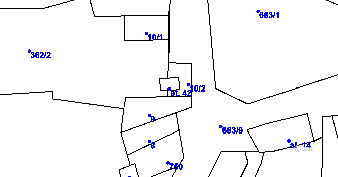 Parcela st. 42 v KÚ Tisová u Otročína, Katastrální mapa