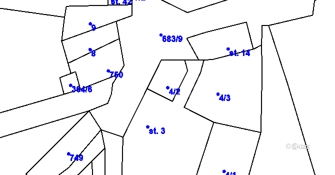 Parcela st. 4/2 v KÚ Tisová u Otročína, Katastrální mapa