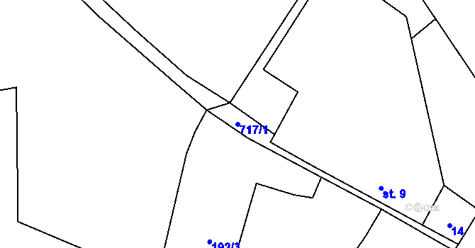 Parcela st. 717/1 v KÚ Tisová u Otročína, Katastrální mapa