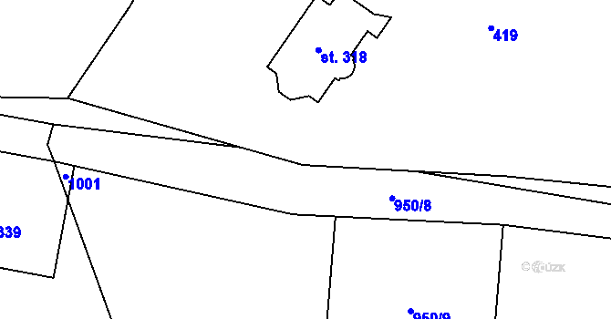 Parcela st. 950/7 v KÚ Otročiněves, Katastrální mapa