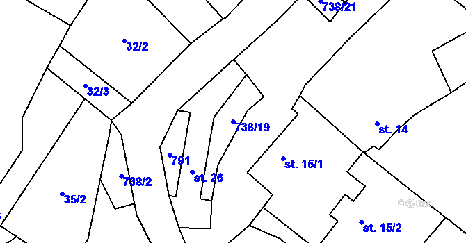 Parcela st. 738/19 v KÚ Otročiněves, Katastrální mapa