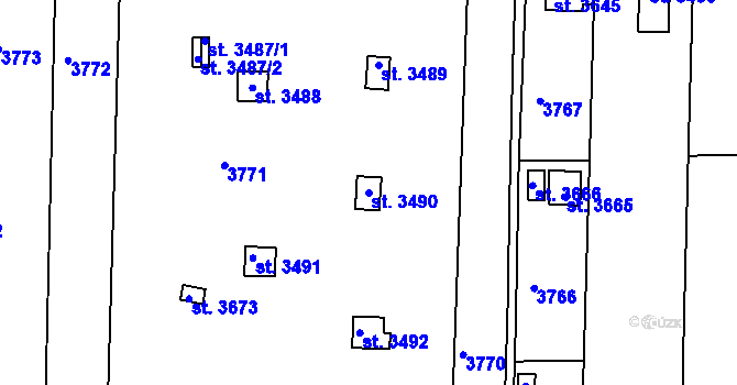 Parcela st. 3490 v KÚ Otrokovice, Katastrální mapa