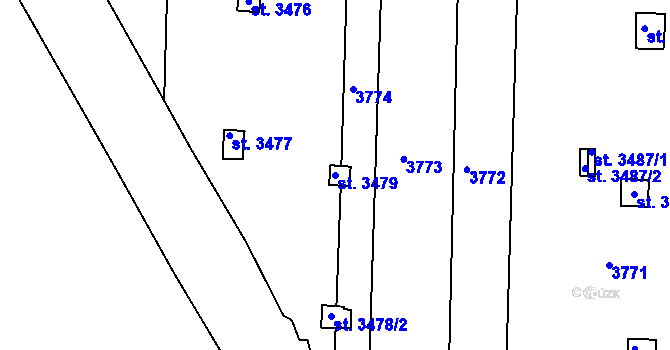 Parcela st. 3479 v KÚ Otrokovice, Katastrální mapa