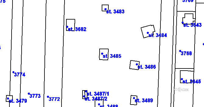 Parcela st. 3485 v KÚ Otrokovice, Katastrální mapa