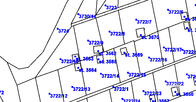 Parcela st. 3562 v KÚ Otrokovice, Katastrální mapa