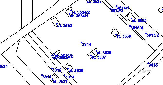 Parcela st. 3814 v KÚ Otrokovice, Katastrální mapa