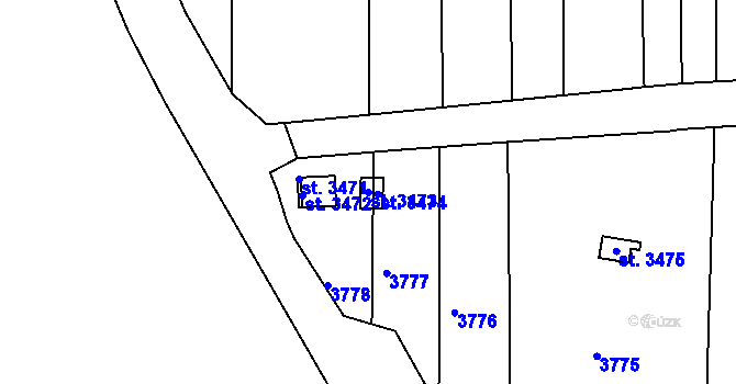 Parcela st. 3473 v KÚ Otrokovice, Katastrální mapa