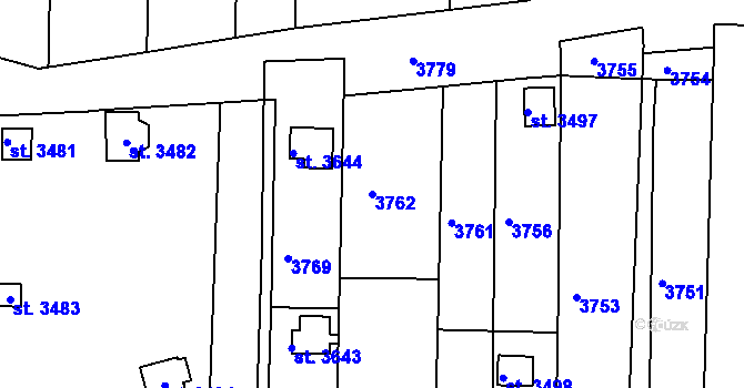 Parcela st. 3762 v KÚ Otrokovice, Katastrální mapa