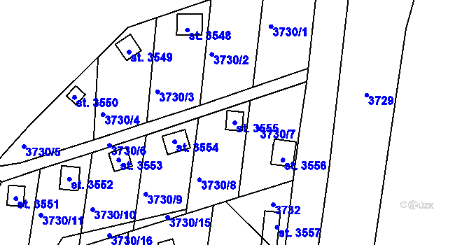 Parcela st. 3555 v KÚ Otrokovice, Katastrální mapa