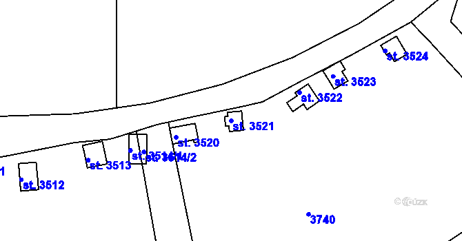 Parcela st. 3521 v KÚ Otrokovice, Katastrální mapa