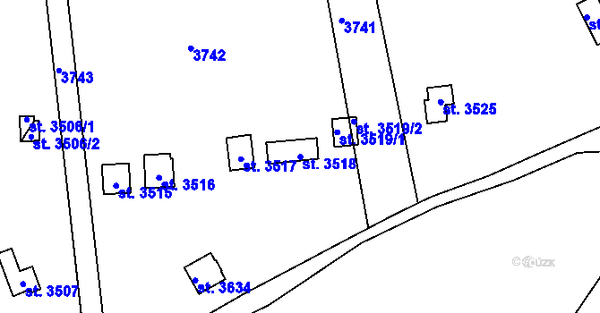 Parcela st. 3518 v KÚ Otrokovice, Katastrální mapa