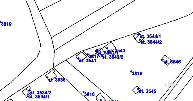 Parcela st. 3542/1 v KÚ Otrokovice, Katastrální mapa