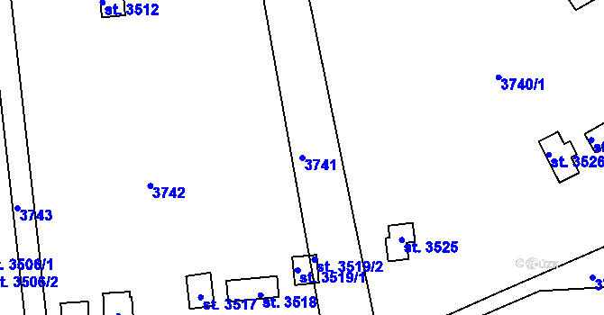 Parcela st. 3741 v KÚ Otrokovice, Katastrální mapa