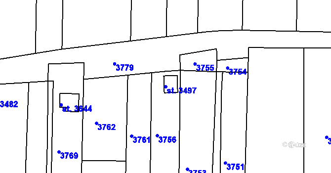 Parcela st. 3497 v KÚ Otrokovice, Katastrální mapa