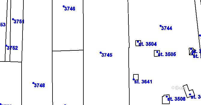 Parcela st. 3745 v KÚ Otrokovice, Katastrální mapa
