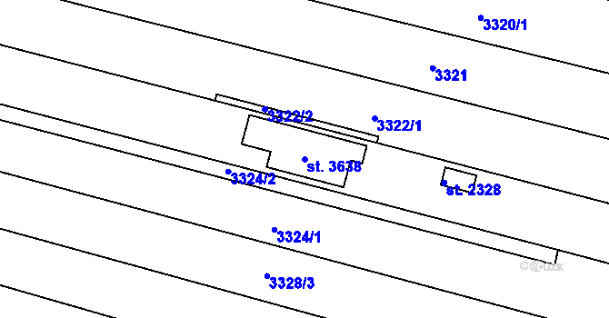 Parcela st. 3638 v KÚ Otrokovice, Katastrální mapa