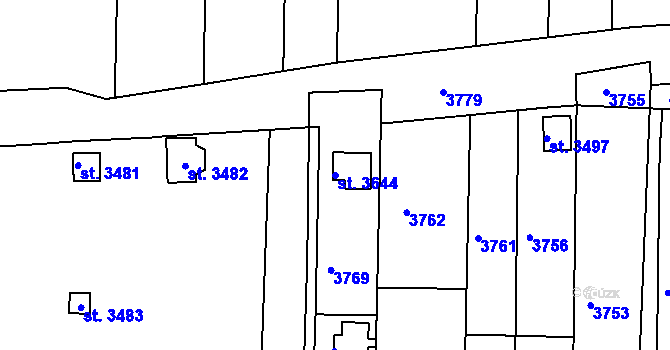 Parcela st. 3644 v KÚ Otrokovice, Katastrální mapa