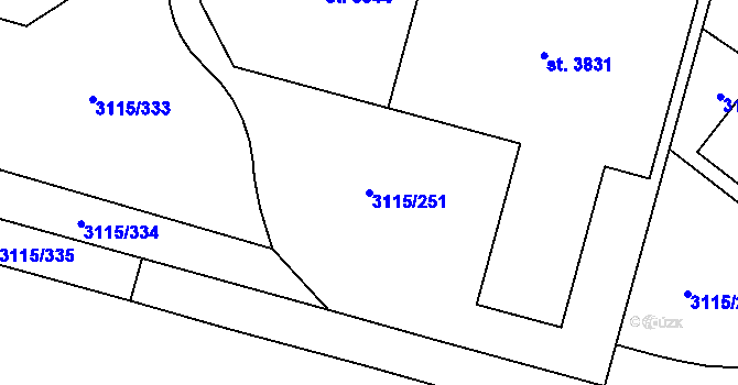 Parcela st. 3115/251 v KÚ Otrokovice, Katastrální mapa