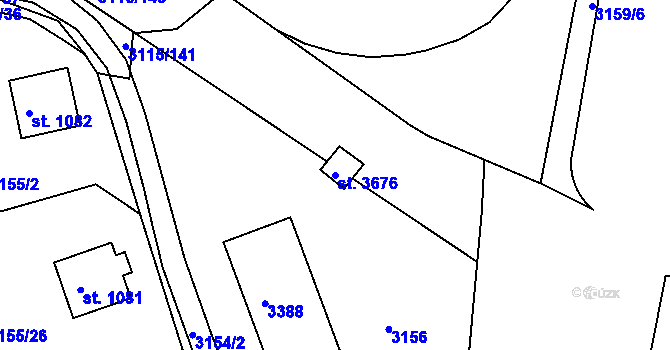Parcela st. 3676 v KÚ Otrokovice, Katastrální mapa