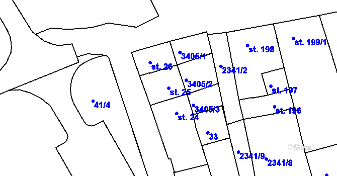 Parcela st. 25 v KÚ Otrokovice, Katastrální mapa