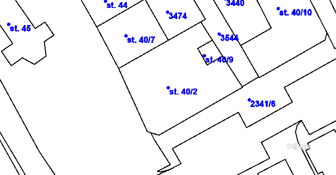 Parcela st. 40/2 v KÚ Otrokovice, Katastrální mapa