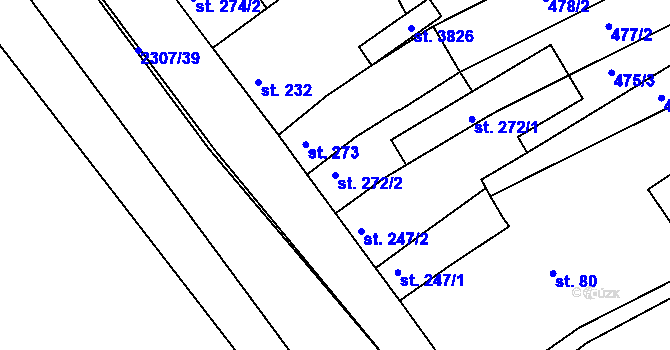 Parcela st. 272/2 v KÚ Otrokovice, Katastrální mapa