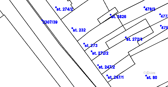 Parcela st. 273 v KÚ Otrokovice, Katastrální mapa